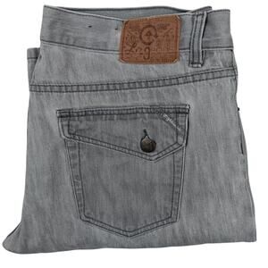 LRG Lifted Research Group Jeans Mens 36X33 Gray Stone Wash Straight Loose Y2K